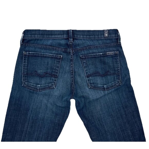 7 For All Mankind Womens Jeans Straight Leg Low Rise Blue Dark Wash Size 27 - Picture 5 of 11